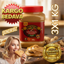 FISTIK EZMESİ, PARÇACIKLI SADE %100 OSMANİYE FISTIĞI, 1 kg X 3 ADET, KARGO BEDAVA